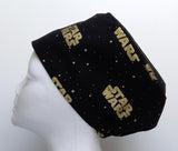 Gold Foil Star Wars Logo Christmas Women's Basic Scrub Caps