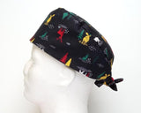 Christmas Moose Men's Tie Back Scrub Cap